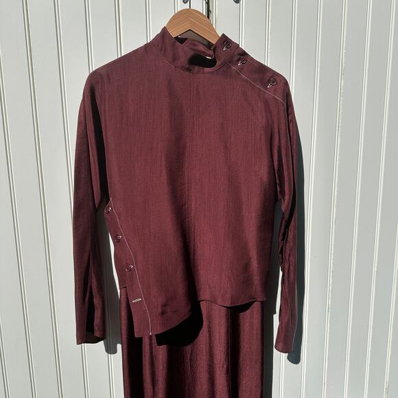 Róhe Rohe Fluid Slip Dress + Uneven Button Top Mulberry Burgundy 36 EU 4 US $990 - Picture 7 of 16